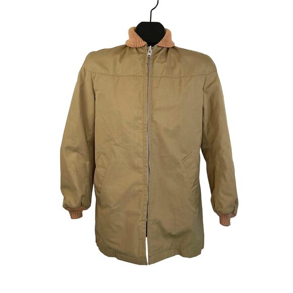 Woolrich Coat Faux Fur Lining Vintage 80's Tan Khaki - Picture 1 of 7